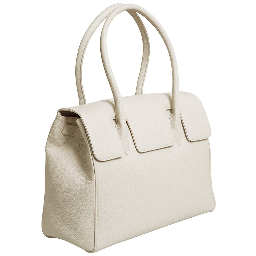 Handtasche und Schultertasche Madison Deluxe von diboni in weiß wird aus italienischem Leder in Handarbeit in einer deutschen Manufaktur hergestellt.