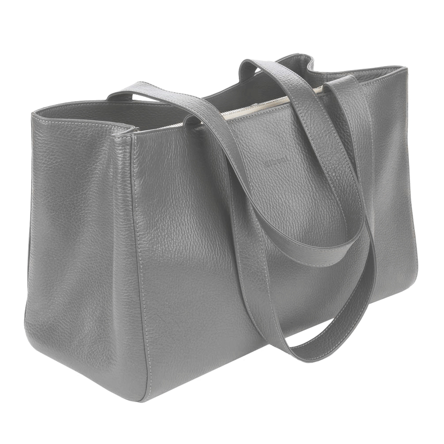 Handtasche Annabelle Couture von diboni in grau wird aus italienischem Leder in Handarbeit in einer deutschen Manufaktur hergestellt.