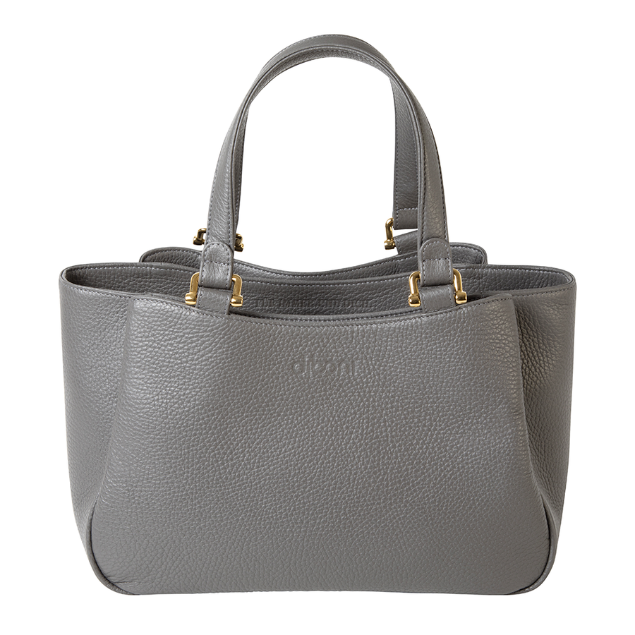 Handtasche Berta Deluxe von diboni in grau wird aus italienischem Leder in Handarbeit in einer deutschen Manufaktur hergestellt.