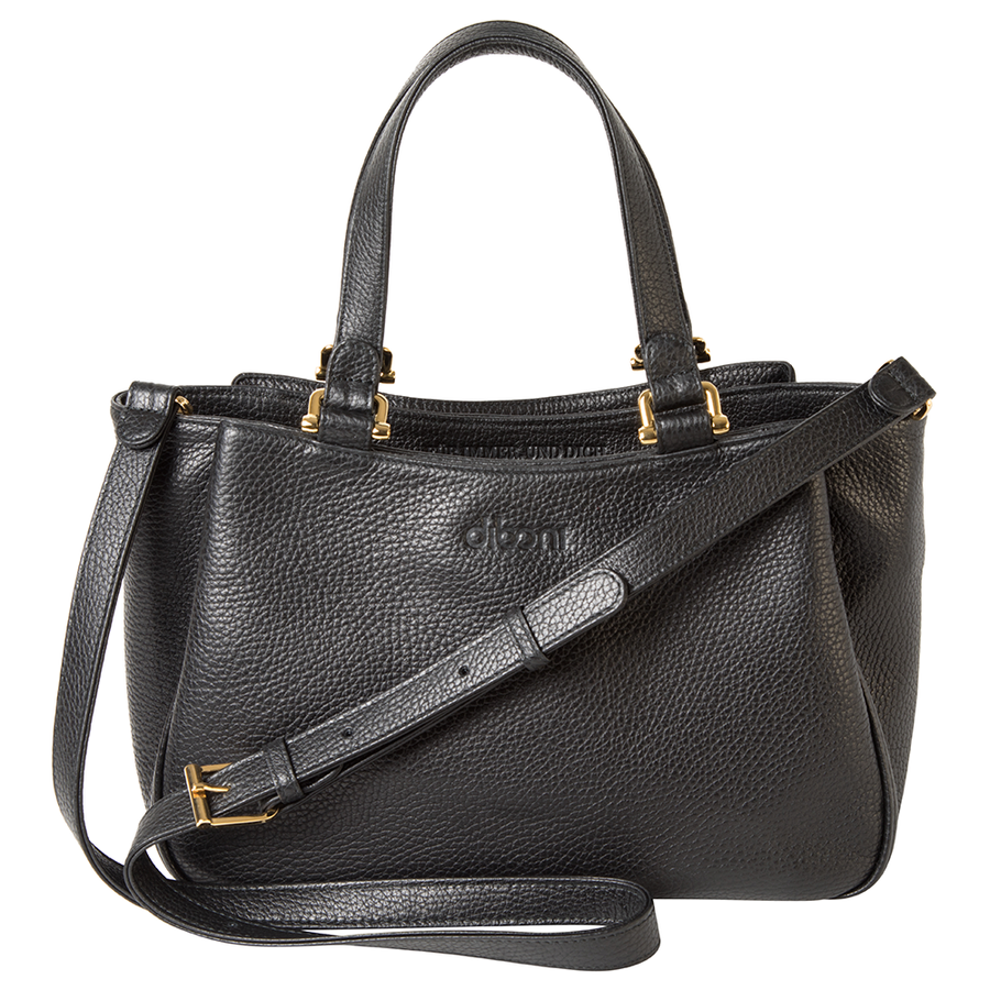Handtasche Berta Couture von diboni in schwarz wird aus italienischem Leder in Handarbeit in einer deutschen Manufaktur hergestellt.
