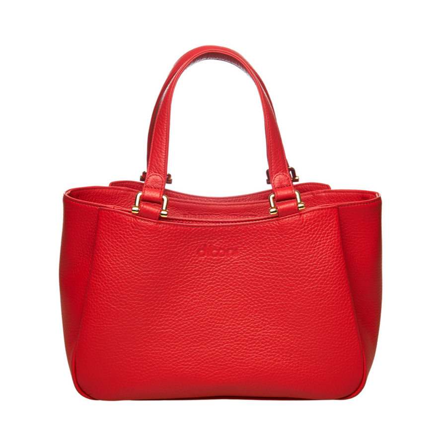 Handtasche Berta Couture von diboni in rot wird aus italienischem Leder in Handarbeit in einer deutschen Manufaktur hergestellt.