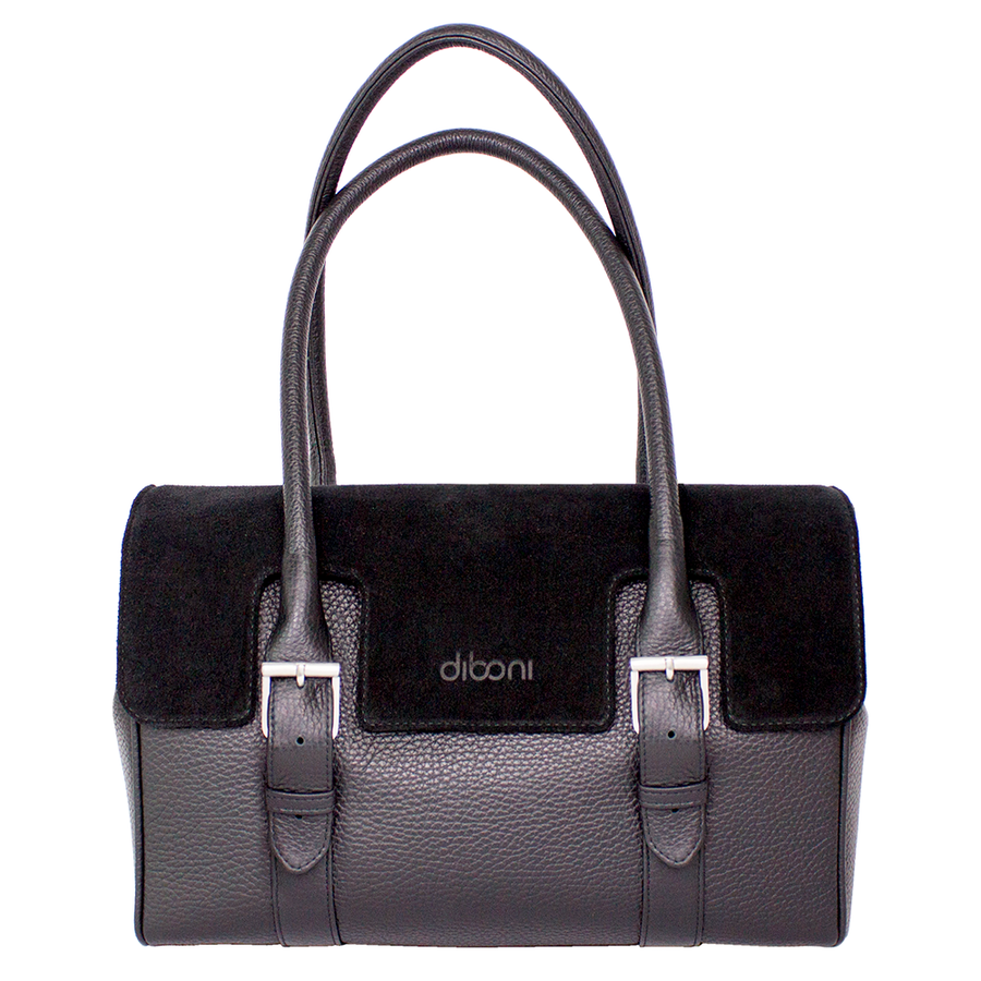 Handtasche Charlotte Couture von diboni in schwarz wird aus italienischem Leder in Handarbeit in einer deutschen Manufaktur hergestellt.
