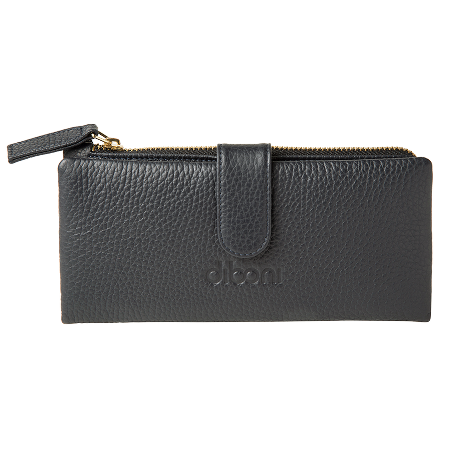 Geldbörse und Portemonnaie Claire von diboni in schwarz wird aus italienischem Leder in Handarbeit in einer deutschen Manufaktur hergestellt.