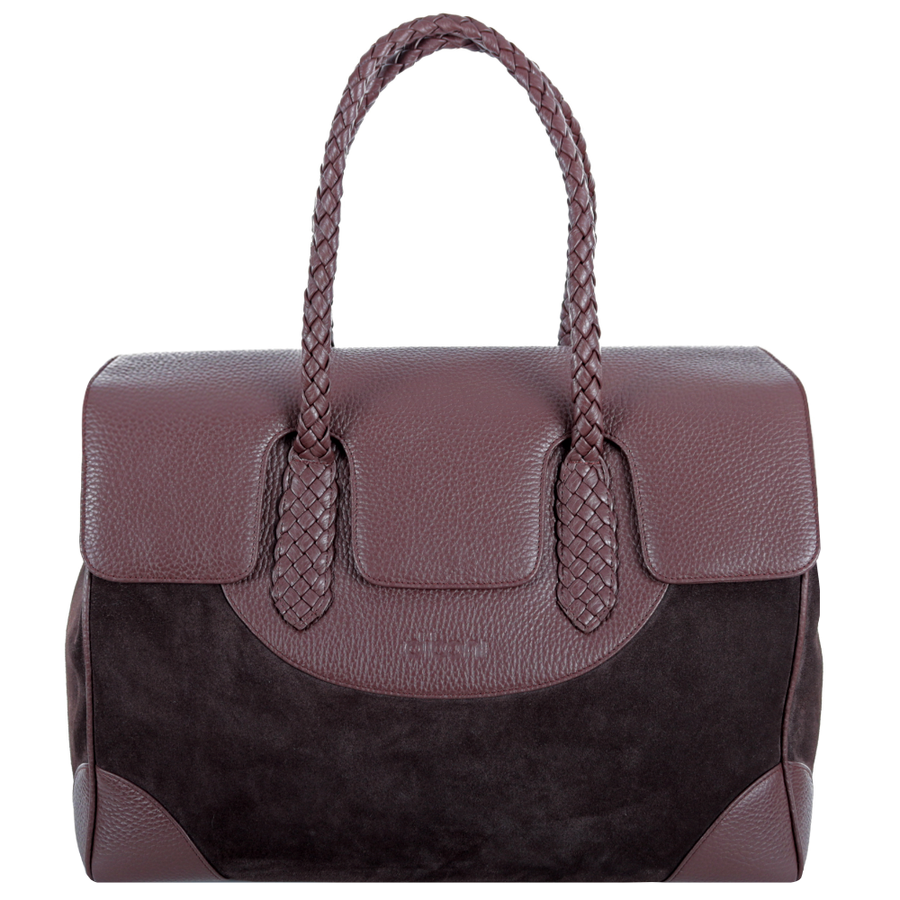 Handtasche und Schultertasche Fiona Couture von diboni in braun wird aus italienischem Leder in Handarbeit in einer deutschen Manufaktur hergestellt.