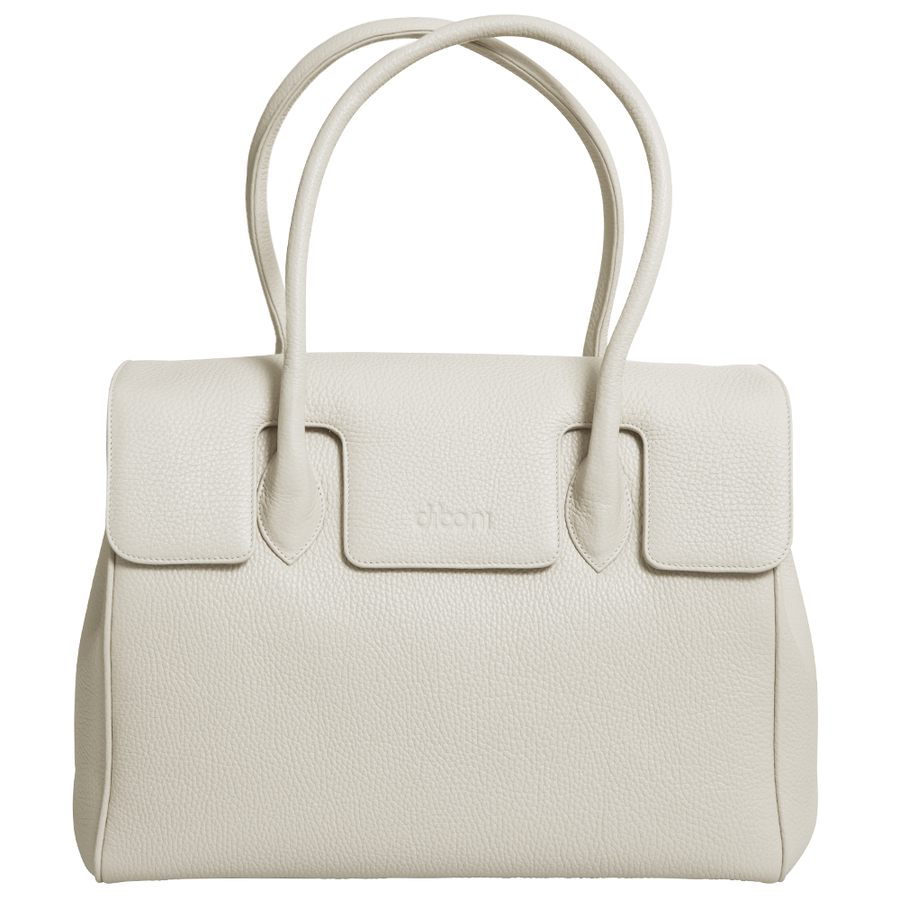 Handtasche und Schultertasche Madison Couture von diboni in weiß wird aus italienischem Leder in Handarbeit in einer deutschen Manufaktur hergestellt.