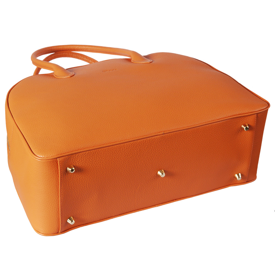 Businesstasche Valentina Couture in orange aus italienischem Leder in Handarbeit in einer deutschen Manufaktur hergestellt.