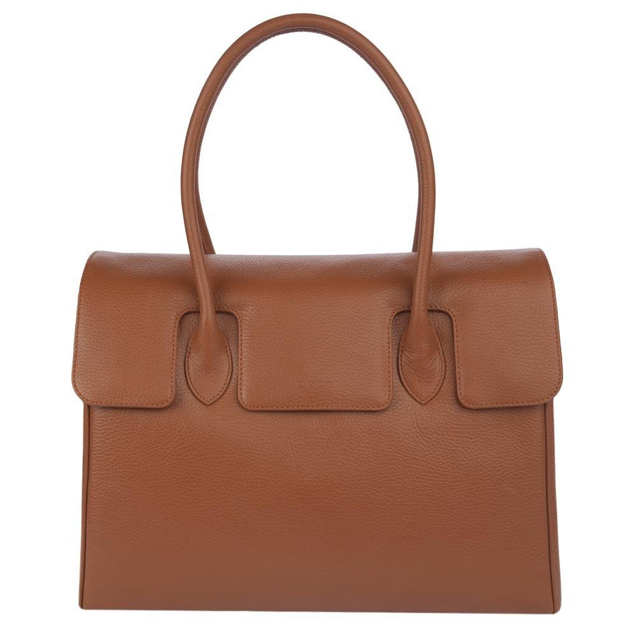 Handtasche und Schultertasche Madison Couture von diboni in hellbraun wird aus italienischem Leder in Handarbeit in einer deutschen Manufaktur hergestellt.